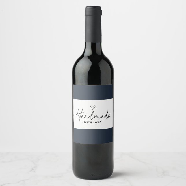 Handmade with Love Home made Custom Cooking Wine Label (Front)
