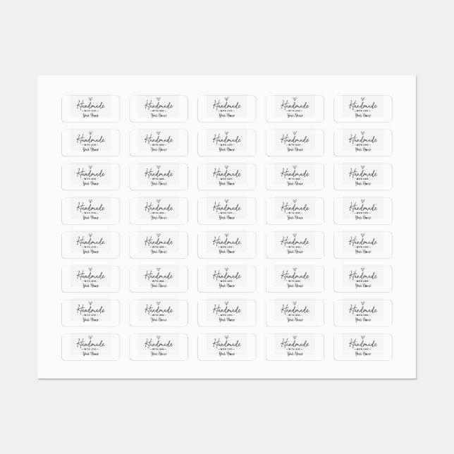 Handmade with Love Home made Custom  Kids' Labels (Sheet)