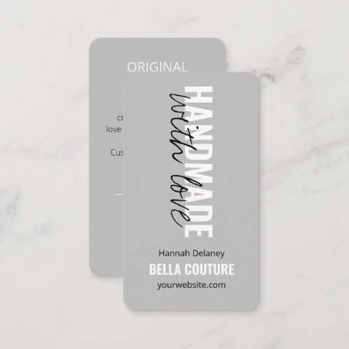 Handmade with Love in Oversized Typography Grey  Business Card