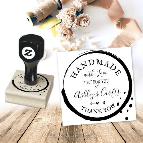 Handmade with Love ink stain Thank you for you Rubber Stamp