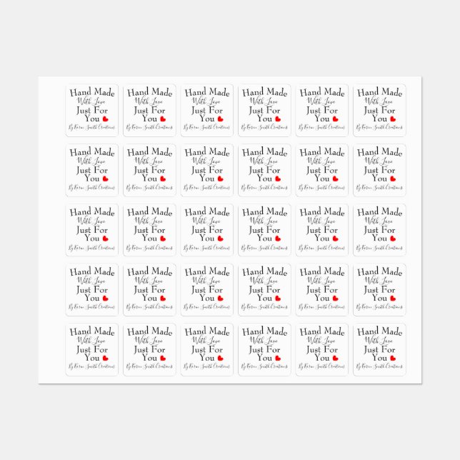 Handmade With Love Just For You Personalized Labels (Sheet)