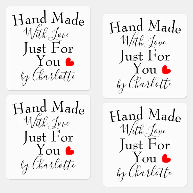 Handmade With Love Just For You Personalized Labels | Zazzle