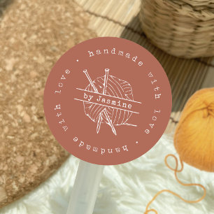 Handmade with Love Knit Small Business Terracotta Classic Round Sticker