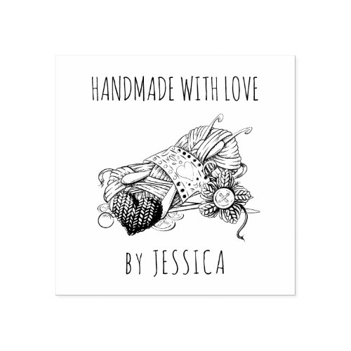 Handmade with Love Knitting and Crochet Yarn Rubber Stamp
