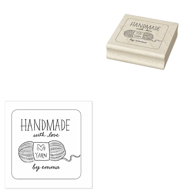 Handmade with Love Knitting Yarn  Rubber Stamp (Stamped)