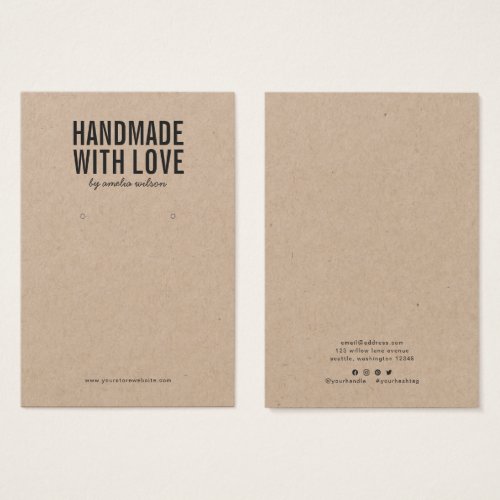 Handmade with Love Kraft Earring Display Card