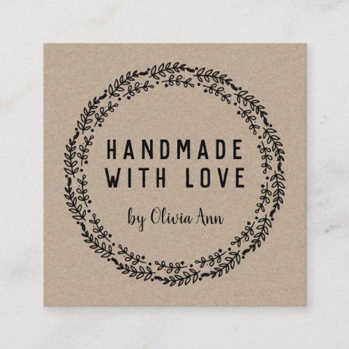 Handmade with Love Kraft Etsy Home Crafter  Square Business Card