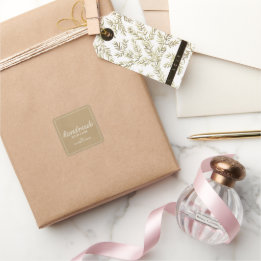 Handmade with Love Kraft Paper Look Square Label