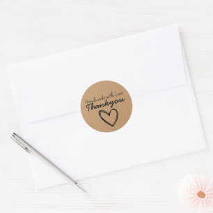 Handmade with Love Kraft Paper Thank You Sticker