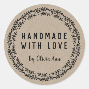 Handmade with Love Kraft Personalized Sticker