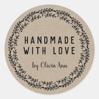 Handmade with Love Kraft Personalized Sticker