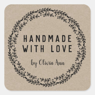 Handmade with Love Kraft Personalized Sticker
