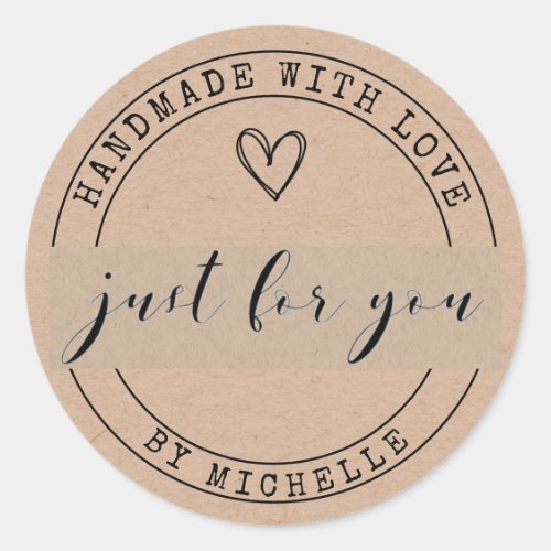 Handmade With Love Kraft Personalized Sticker Handmade With Love Kraft Personalized Sticker