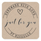 Handmade With Love Kraft Personalized Sticker