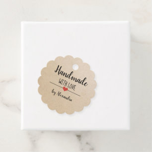 Handmade with love kraft script favor tags