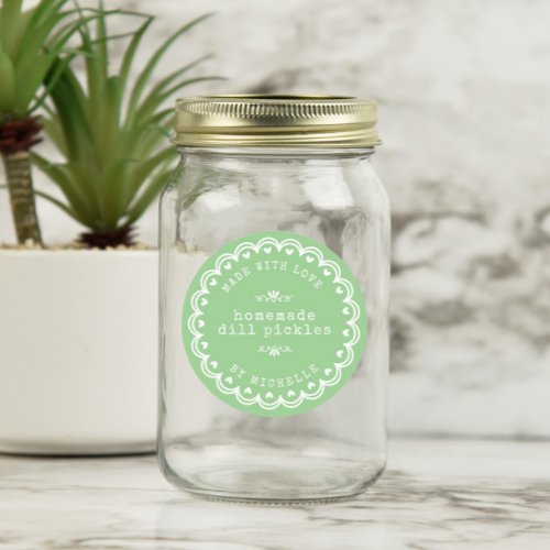 Handmade With Love Label Jar Green Canning Sticker