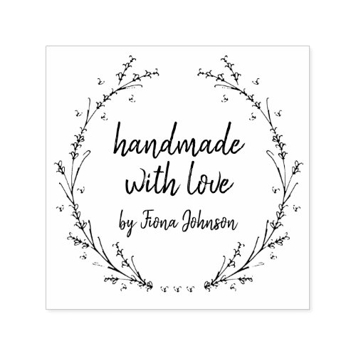 Handmade With Love Lavender Hearts Wreath Self_inking Stamp