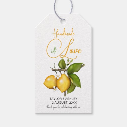 Handmade with Love Lemon Fruit  Wedding Gift Tags