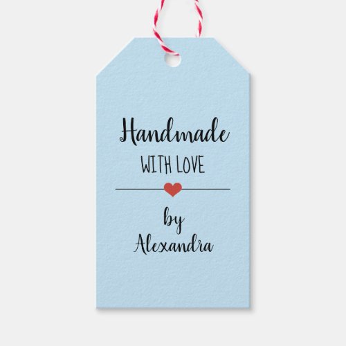 Handmade with love light blue gift tags