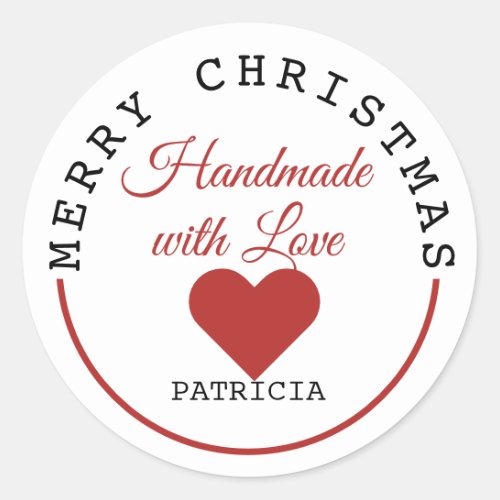 Handmade With Love Merry Christmas  Classic Round Sticker