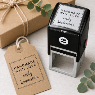 Handmade with Love Modern Minimalist Stylish Self-inking Stamp