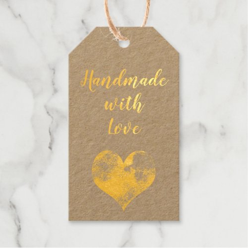 Handmade with Love Monogrammed Business Info Foil Gift Tags