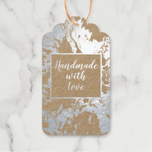 Handmade with Love Monogrammed Business Info Foil Gift Tags