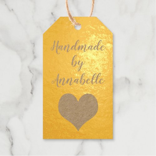 Handmade with Love Monogrammed Business Info Foil Gift Tags