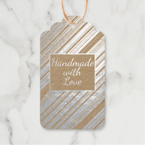 Handmade with Love Monogrammed Business Yin Yang Foil Gift Tags