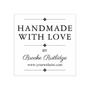 Handmade with Love - Name & Website Rubber Stamp