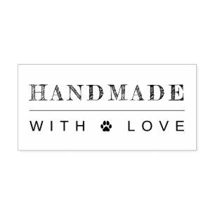 Handmade With Love Paw Print Rubber Stamp