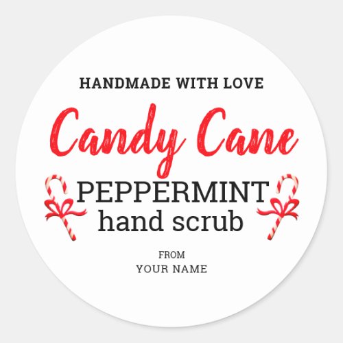 Handmade With Love Peppermint Sugar Scrub Editable Classic Round Sticker