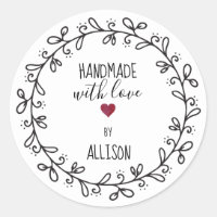 Handmade With Love Personalized Artisan / Craft Classic Round Sticker