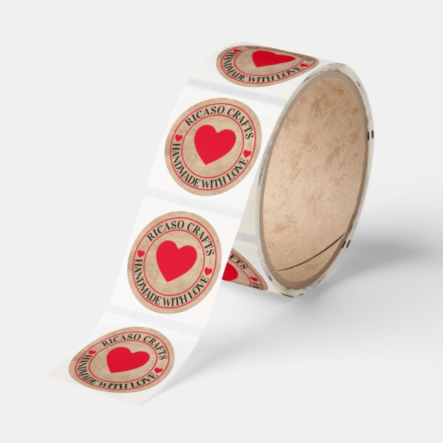 Handmade with love personalized classic round sticker (Roll)