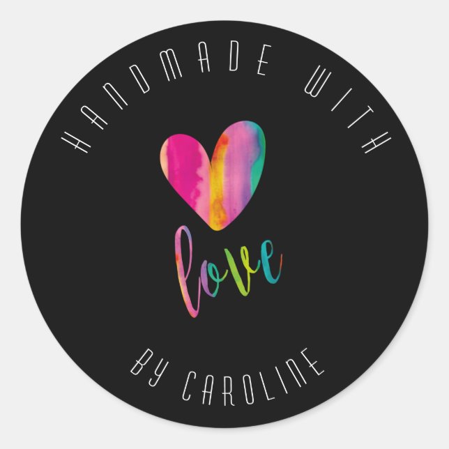 Handmade with Love Personalized Classic Round Sticker (Front)