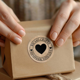 Handmade with love personalized classic round sticker