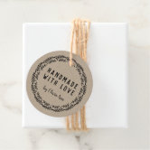 Made with Love Custom Personalized Tags - for Gifts, Favors, Crafts, Business, or Handmade Products 3 inch x 1.5 inch - 30ct