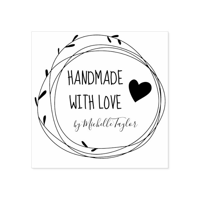 Handmade With Love Personalized Rubber Stamp (Imprint)