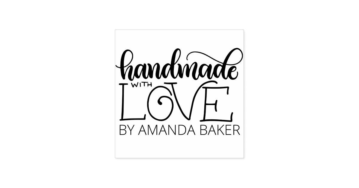 Handmade With Love Personalized Rubber Stamp, Zazzle