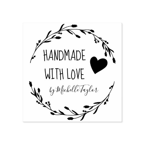 Handmade With Love Personalized Rubber Stamp