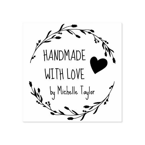 Handmade With Love Personalized Rubber Stamp