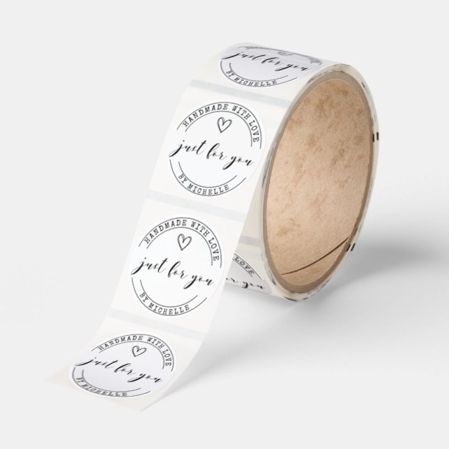 Handmade With Love Personalized Small Business Classic Round Sticker (Roll)
