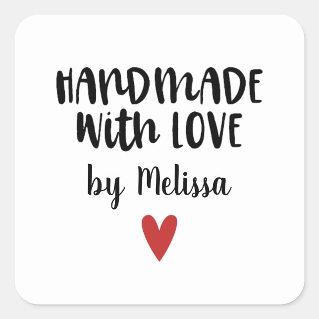 Handmade With Love Personalized Square Sticker (Front)