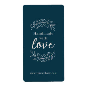 Handmade With Love petrol blue business Label