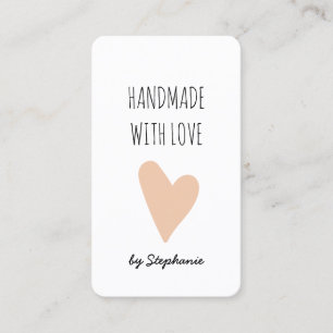 Handmade with Love Pink Heart QR code & Social Business Card
