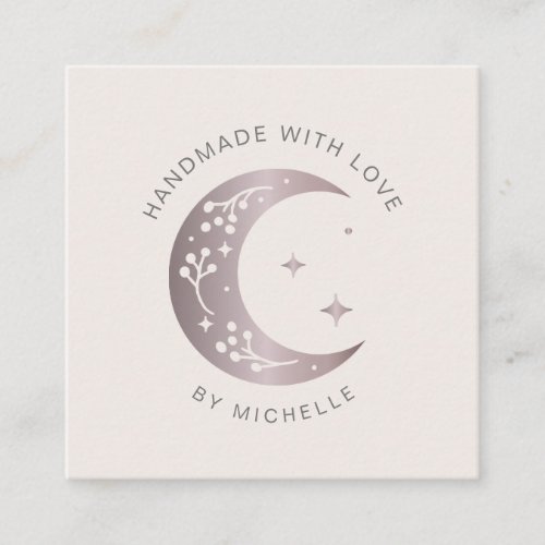 handmade with love pink moon thank you card