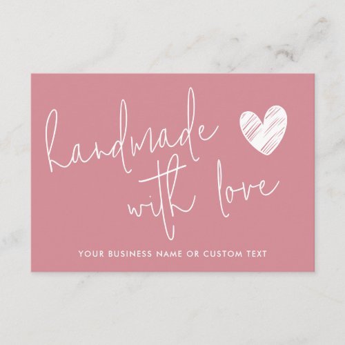Handmade with Love Pink Thank You Candle Care Enclosure Card