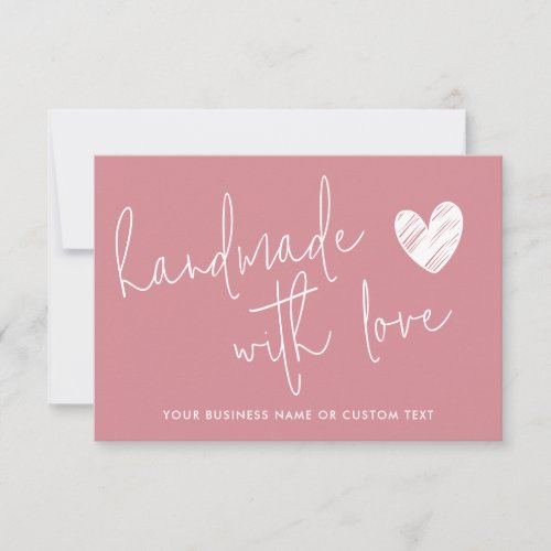 Handmade with Love Pink Thank You Candle Care Note Card
