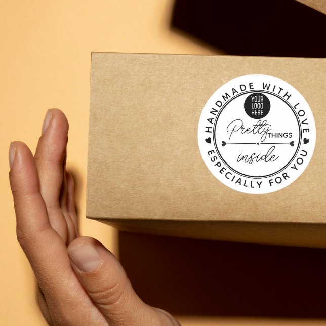 Handmade With Love pretty things inside parcel  Classic Round Sticker (Creator Uploaded)