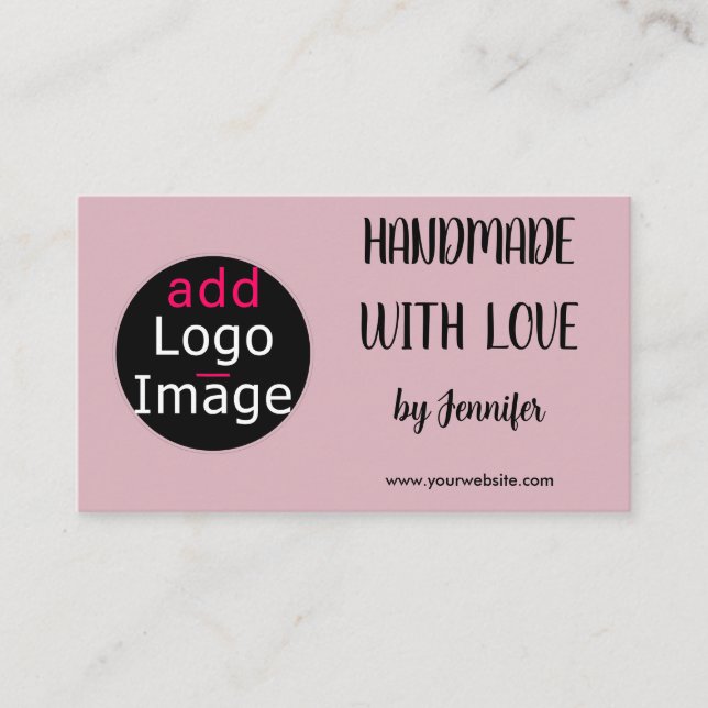 Handmade With Love Professional Customizable Pink Enclosure Card (Front)